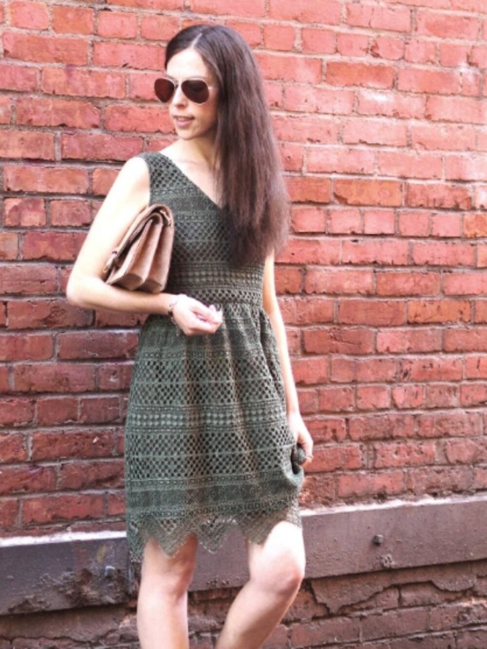 Banana Republic Crochet Lace Overlay Dress Lace Mini Dress in Green Size 4 Like